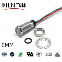 FILN 8MM 110V LED metal Flat head  blue yellow red white green mini led indicator light with 20cm cables