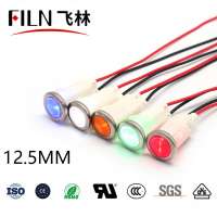 FILN insert type 12.5mm 12v plastic red yellow blue green white indicator light  with 10cm wires