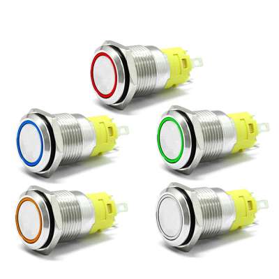 16mm Momentary Latching on off Stainless Steel anti vandal waterproof  Push Button Switch red green yellow Ring LED