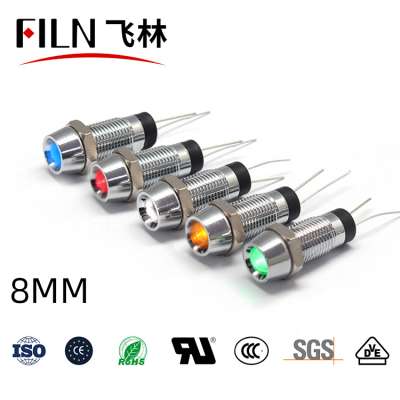 FILN  8mm 12v 110v  220v led  metal kitchen equipment  led indicator light without wire