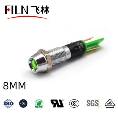 FILN High quality  waterproof 8mm 12v 110v  220v led  metal  led indicator light without wire