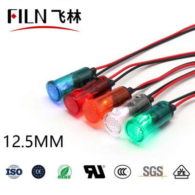 FILN 12.5mm 110v dash board plastic red pilot indicator light with 10cm cables