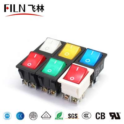 FILN KCD4 rocker switch screw pin 22x30mm panel size 4 Pins  on off 15a  12v With red green blue yellow white light