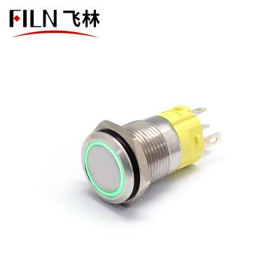 16mm waterproof 5 pins lock or momentary metal push button switch ring led 12v 110v 220v blue green red yellow white