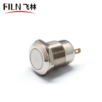 FILN stainless steel 12mm waterproof metal push button switch 2 pins latching or momentary function without lights