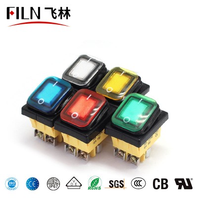 FILN KCD4 on-off 4 pins 22*30MM panel size switch waterproof 30A/12V T85 rocker switch with screw feet