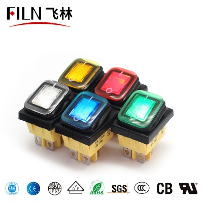 Waterproof  ON-OFF  4pins KCD4 22*30MM panel size switch  common surface 30A/12V t85 illuminated rocker switch