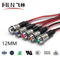 FILN 380V 1/2 high voltage IP67 12mm  LED metal indicator light red yellow blue green white with wire