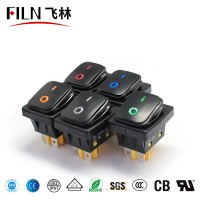 FILN 22*30mm heavy duty 2 positions 4 pins framed waterproof rocker switch 30A/250V T85 with black painting surface